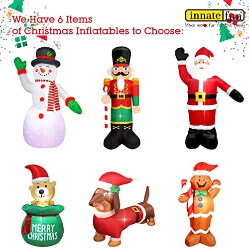 8 Feet Tall Christmas Inflatable Nutcracker Soldier Yard Decoration Giant Build-in Lighted Inflatable Christmas Nutcracker Garden Lawn Yard Decor with Built in Fan and Anchor Ropes
