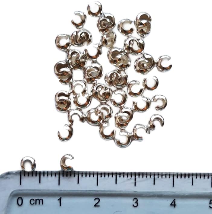 925 Sterling Silver Open Crimp Bead Covers, 4MM, 50pcs by CRAFT WIRE