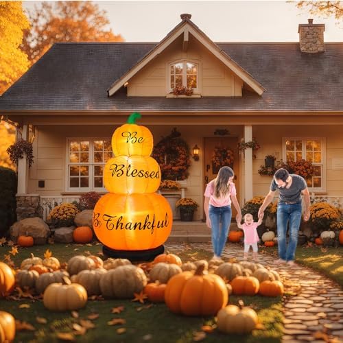 WinnerWhy 6ft Fall Stacked Pumpkin Inflatable Outdoor Decoration with LED