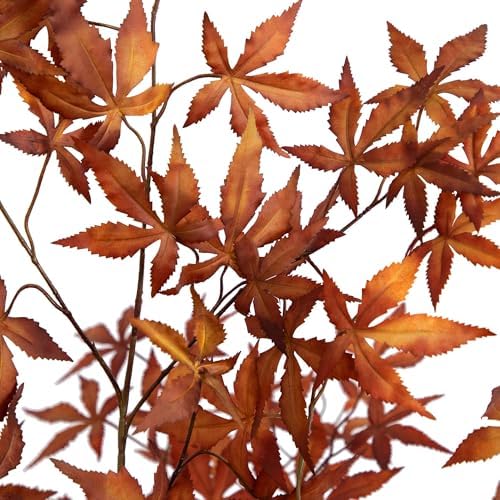 Nearly Natural 6ft Autumn Japanese Maple Artificial Fall Tree in Black Pot