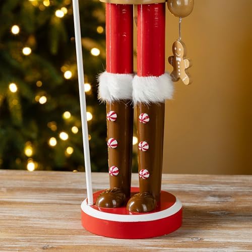 Glitzhome 24" H Nutcracker Christmas Decor Wooden Nutcracker Ornaments Gingerbread Man Nutcracker Figurine Traditional Christmas Decor for Tables Desktop Porch Holiday Festive