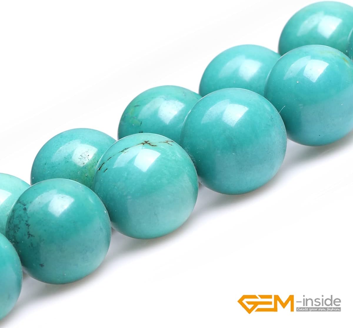 gem-inside 18mm natural old turquoise dyed gemstone loose, close-up detail