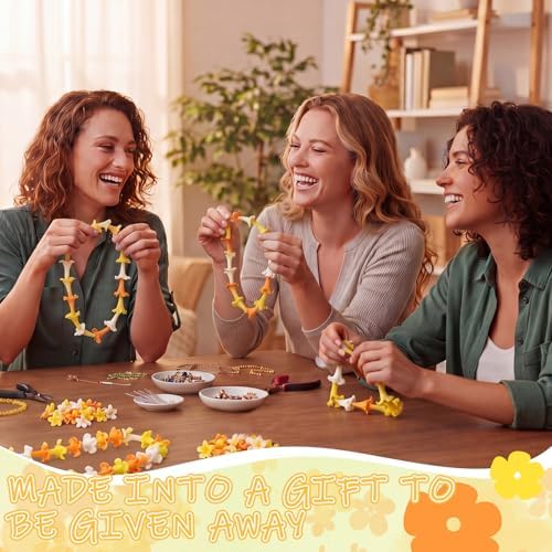 Jutom 100 Pcs Puakenikeni Clay Flowers Beads 20mm Handmade Pikake Clay Bead with Pre-drilled Holes Hawaiian Pikake Flower Beads for Earrings Necklaces Jewelry Making (Orange White Yellow)
