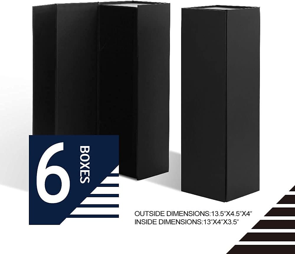 6 Wine Gift Boxes 13.5x4.5x4 Inches for Liquor (Matte Black)