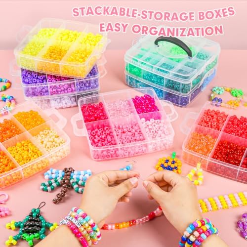 10000Pcs Pony Beads Bulk, 48 Colors Kandi Beads for Bracelet Making Kit