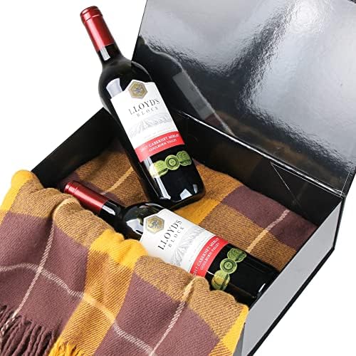 Aimyoo 5 Pack Black Magnetic Gift Boxes with Lids 13.8x9x4.3 in, Large Bridesmaid Groomsman Proposal Box, Rectangle Collapsible Box for Present Graduation Birthday Wedding Storage