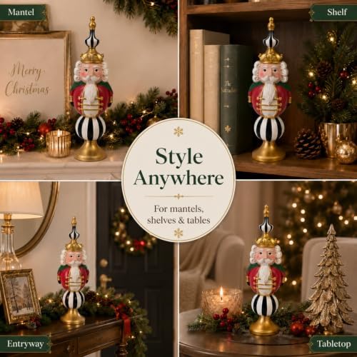 Nutcracker Christmas Decor, 15.9 Inch Tall Resin Tabletop Figurine