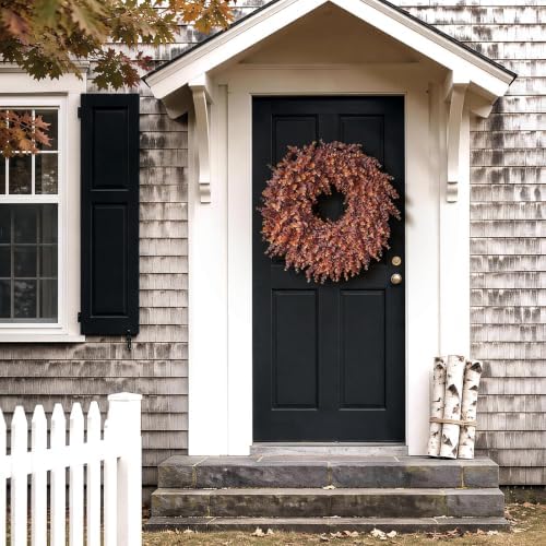 24" Lifelike Touch Fake Fall Eucalyptus Wreath for Front Door (Dark Orange)