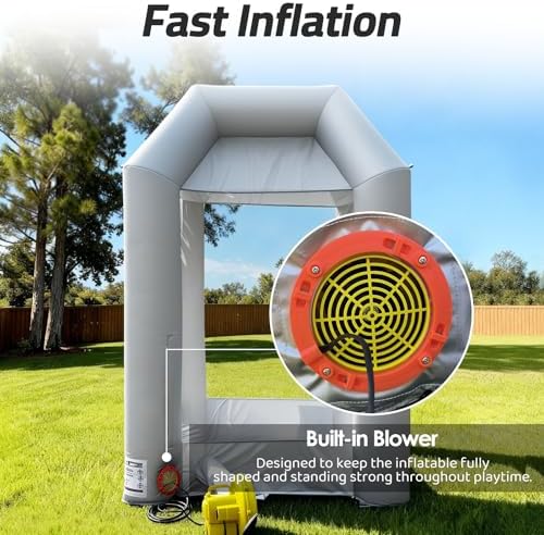 Inflatable Cash Cube Booth with 2 Blowers, Inflatable Money Grab Machine for Commercial Advertising & Event Promotion, Fast Inflation (Silver, 5.2x5.2x8.5FT)