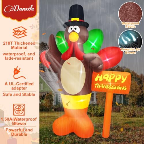 Danxilu Thanksgiving Inflatables 10 FT Giant Turkey Outdoor Decorations