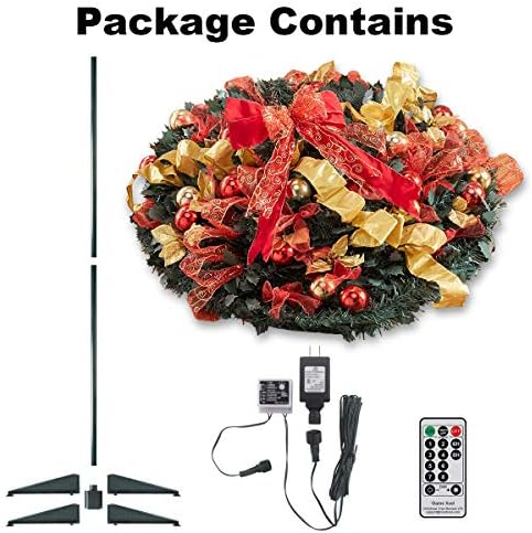 6FT Prelit Pop Up Artificial Christmas Tree Pull with Lights, Decorations, Remote - Red, Gold Ornaments, Bows, Ribbons
