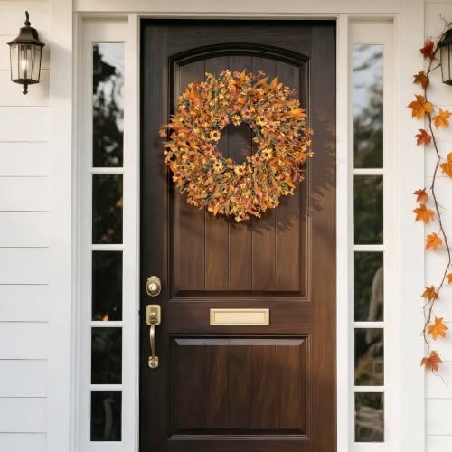 Ghrdopy 24 Inch Fall Wreath Front Door, Artificial Daisy Decor
