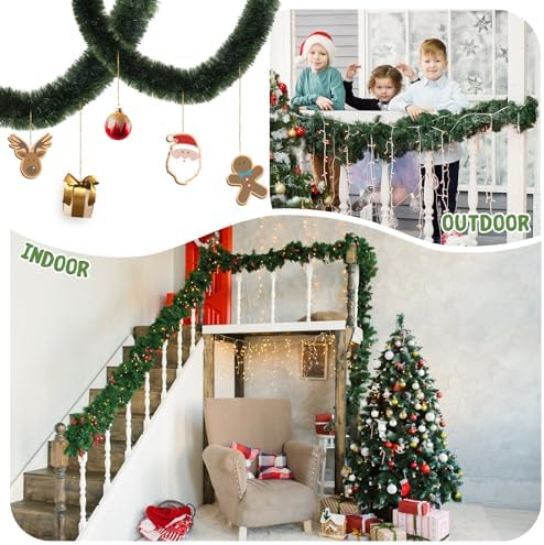 Hotop 252 ft Christmas Garland Bulk, Green, Classic Style