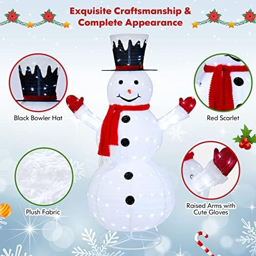 Tangkula 6 FT Lighted Christmas Snowman, Pop-Up 3D Xmas Pre-lit Snowman