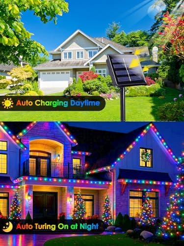 Solar Christmas Lights Outdoor, 4 Pack 132FT Solar String Lights MultiColor