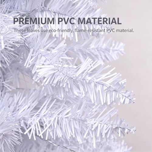 Juegoal 4 FT Pre-lit White Christmas Tree, Lighted Artificial Pine Tree, Pencil Pine Tree with Warm White Lights, 8 Lighting Mode, Battery Powered & Timer for Xmas Holiday Winter Home Party Decor