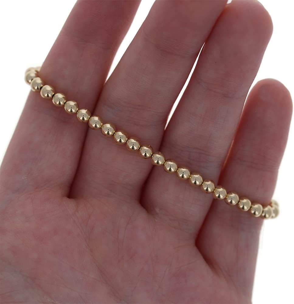4mm Gold Filled Round Beads, 50 Pieces, Medium Hole Size, Seamless Gold Beads
