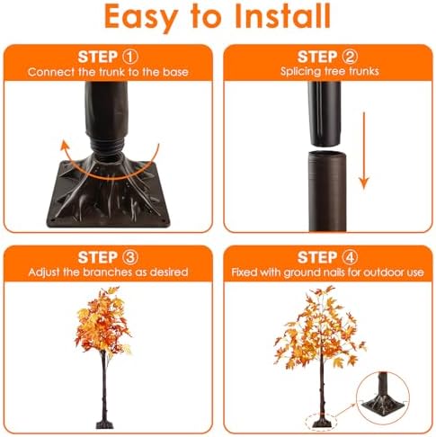 2 Pack 4FT Lighted Maple Tree 100 LED Artificial Fall Tree for Home Decor