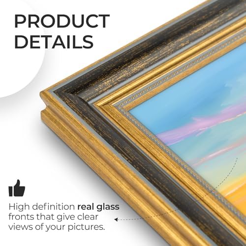 12x18 Ornate Picture Frame with Real Glass,Black Gold Poster Frame
