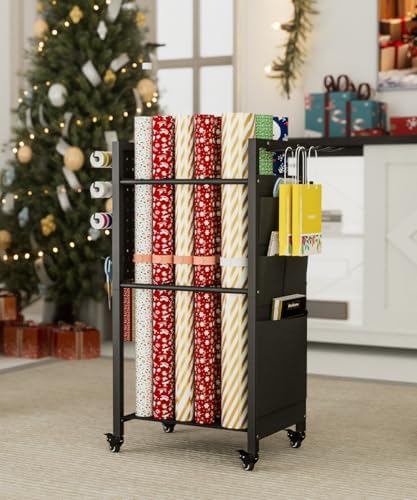 wrapping paper storage organizer with wheels & bag, view 9