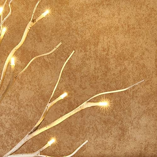 Hairui Pre-lit Tabletop Birch Tree with Timer 24LED 18IN Battery Operated for Christmas Father's Day Party Decoration 2 Sets