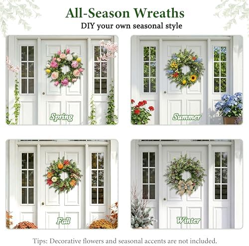 26 Inch Boxwood Wreaths for Front Door,Faux Greenery Wreath