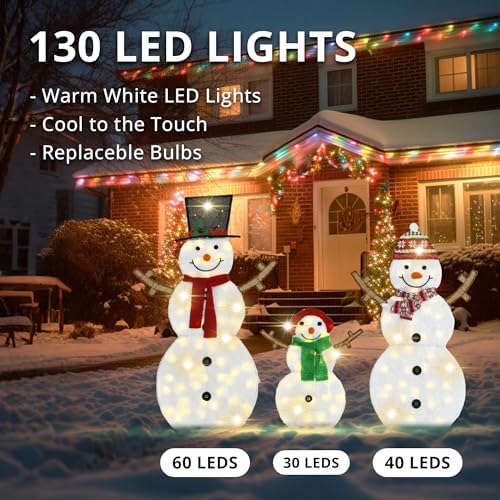 Lighted Snowman Family Outdoor Christmas Decoration, Set of 3
