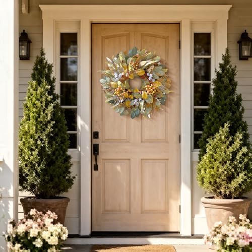 WANNA-CUL 22 Inch Eucalyptus Fall Front Door Wreath Harvest Farmhouse Decor