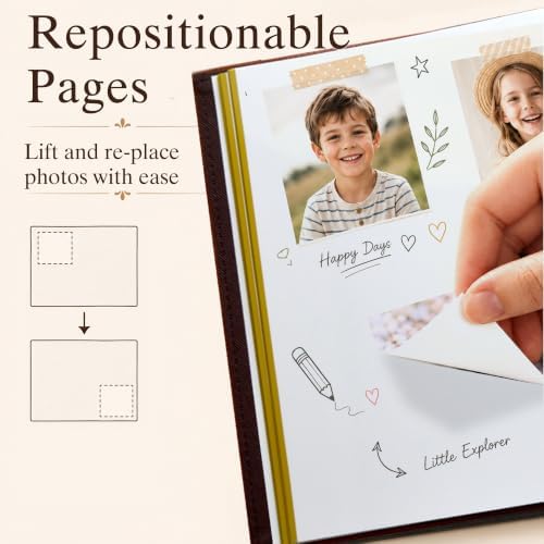Photo Album Holds 3X5, 4X6, 5X7, 6X8, 8X10 Photos, Leather Cover, Magnetic Se...