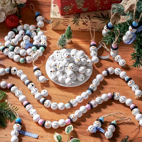 Vicenpal 450 Pcs Christmas Wooden Beads, Pure, Pastel Color