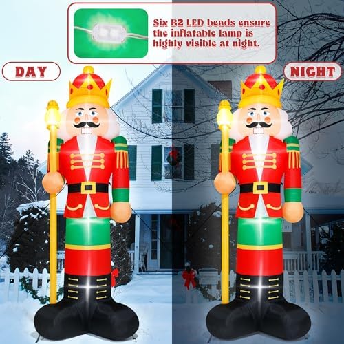 14FT Christmas Inflatables, Giant Christmas Blow Up Nutcracker Decor