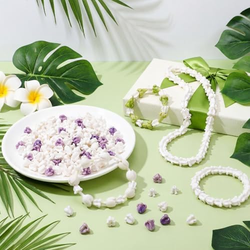 Jutom 100 Pcs White Crown Flower Beads for Hawaiian Lei Making