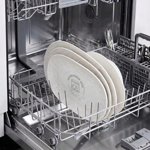 Oval Serving Platter, 14"/12"/10" Ceramic Serving Platters, Embossed White Serving Plates, Stackable Porcelain Tray for Appetizer, Dessert, Pasta, Sushi, Oven Dishwasher Safe, Set of 3, Family Dining