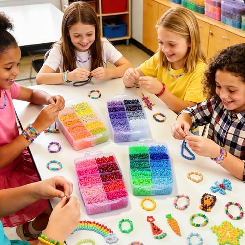 Simetufy 14000Pcs Pony Beads Bulk, 40 Colors for Kandi Bracelet Making