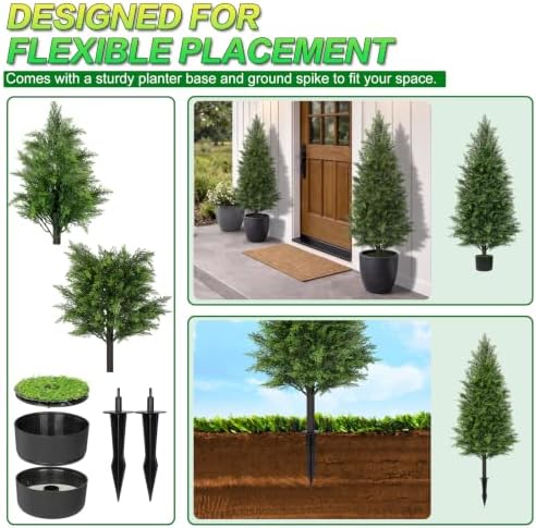 AOKIIE 3FT Artificial Cedar Tree for Outdoors, UV Resistant Fake Pine Trees