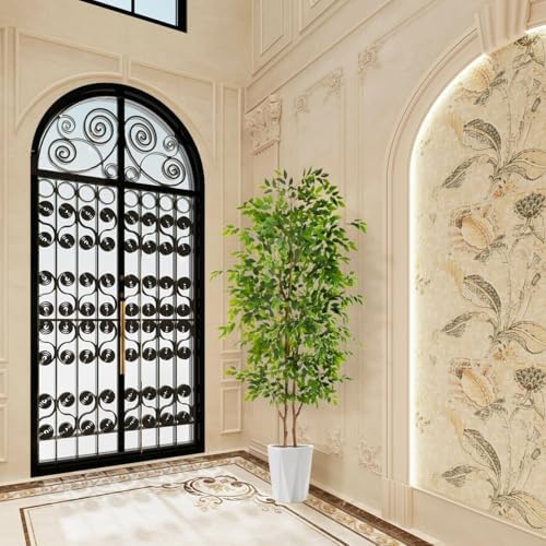 Warmplants Artificial Ficus Tree 8ft Fake Floor Plant with Woven Basket