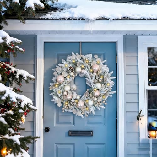 24 inch Christmas Wreath, Artifical Christmas Door Wreaths
