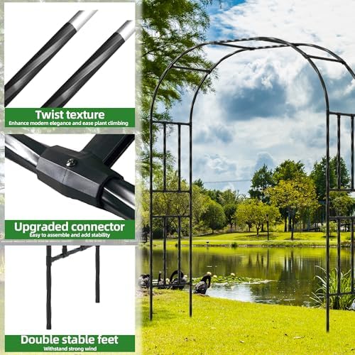 Garden Arch Trellis, 7.9FT Metal Arbor Archway for Climbing Plants Outdoor