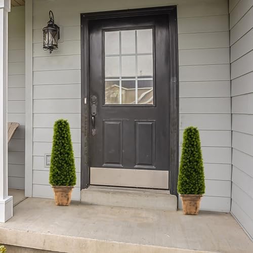GOFLAME 3FT Artificial Boxwood Topiary Tree, Faux Boxwood Tree with Cement-Filled Pot, Fake Potted Bushes and Shrubs for Indoor & Outdoor Porch Garden Patio, No Maintenance Needed