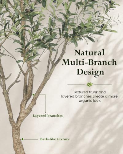 7FT Olive Trees Artificial Indoor - Thick Trunk & Lifelike Fruits