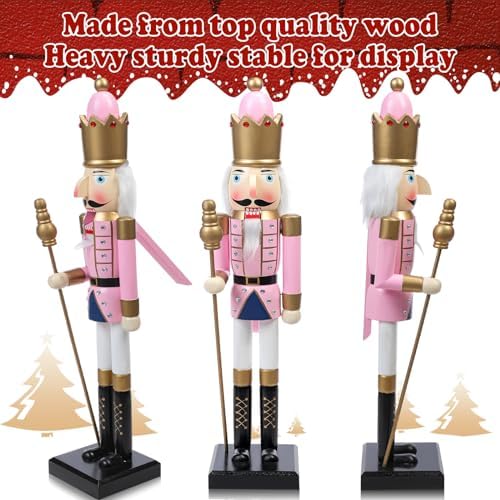 Geetery 36 Inch Large Pink Christmas Nutcracker Decoration Wooden Soldier