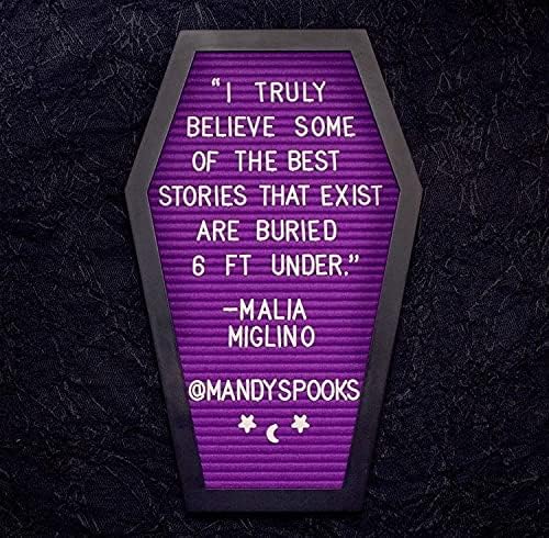 Nomnu Coffin Letter Board, Purple Goth Decor w/Bat Stickers, Spooky Emojis