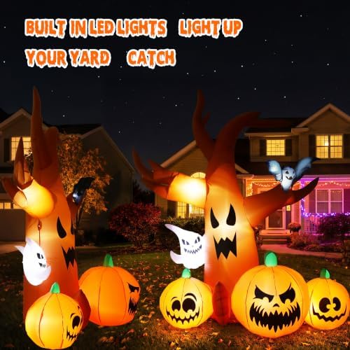 7.9 FT Halloween Inflatable Spooky Tree Outdoor Decor with Built-in LED Lights, Blow Up Yard Decoration for Haunted House Garden Lawn Halloween Party
