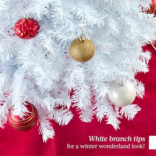 Best Choice Products White Pencil Christmas Tree 7.5ft Unlit Slim Decoration Without Lights, Skinny Premium Holiday Decor, Metal Stand, Easy Assembly