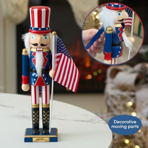 THE TWIDDLERS 250th Anniversary USA Wooden Nutcracker 12 Inch - American Flag Decorative Christmas Nutcracker Figures Uncle Sam - Christmas Ornament Holiday Decor