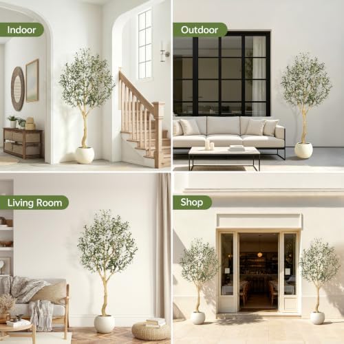 Realead 6ft Faux Olive Tree with UV Resistant for Indoor Outdoor Decor