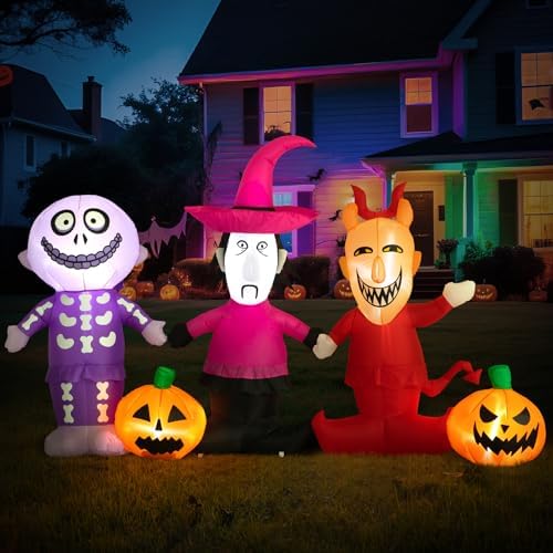 5 Ft Halloween Inflatable Yard Decoration, Outdoor Blow Up Yard Fun Decor, Built-in LED Lights for Outdoor Halloween Lawn Decor