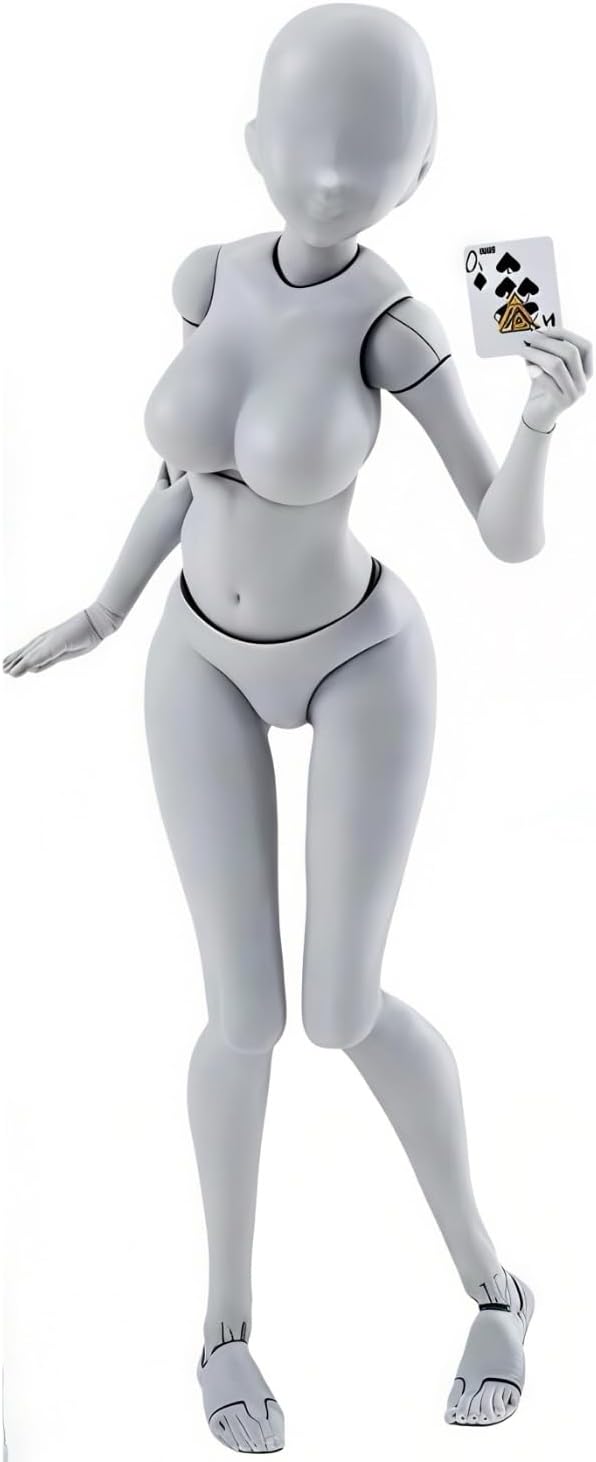 Artists Manikin Art Mannequin Figures Supplies Drawing Tools,Small Drawing Figure Model for Action Figure,Set Sketching,Painting(Gray-Female)