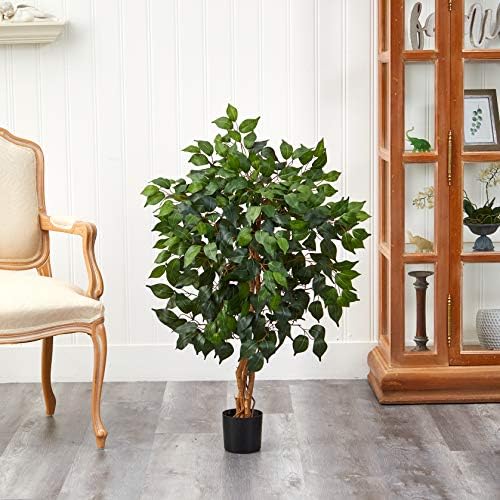 Nearly Natural 3 ft Artificial Ficus Tree with Natural Wood Trunks