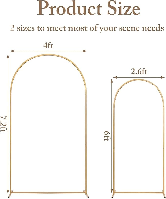 Metal Arch Backdrop Stand and Cover Set, 7.2FT, 6FT Party Backdrop, Easy to Assemble, Backdrop Stand for Parties, Birthday, Baby Shower (Set of 2)